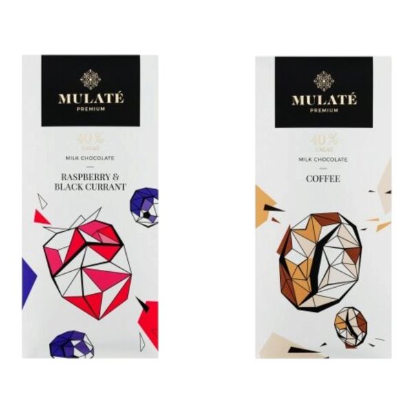 Mulate Premium 180G Karácsonyi Duo - Málna 40% tejcsokoládé & Kávé 40% tejcsokoládé (2x90g)