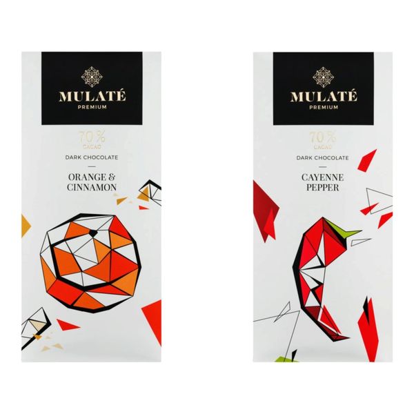 Mulate Premium 180G Karácsonyi Duo - Chilis 70% Étcsokoládé & Narancsos Fahéjas 70% (2x90G)