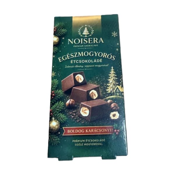 Noisera 80G Boldog Karácsonyt! (Zöld) - Egészmogyorós Praliné Étcsokoládés