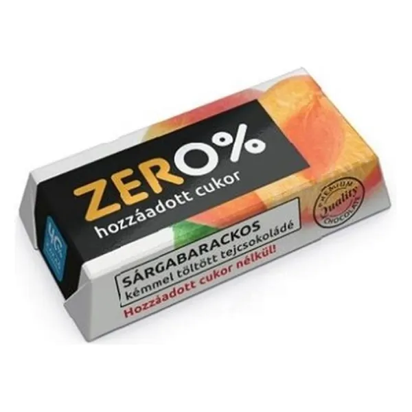 Szerencsi ZERO 21G Sárgabarack Ízű Krémmel Töltött Tejcsokoládé Édesítőszerrel